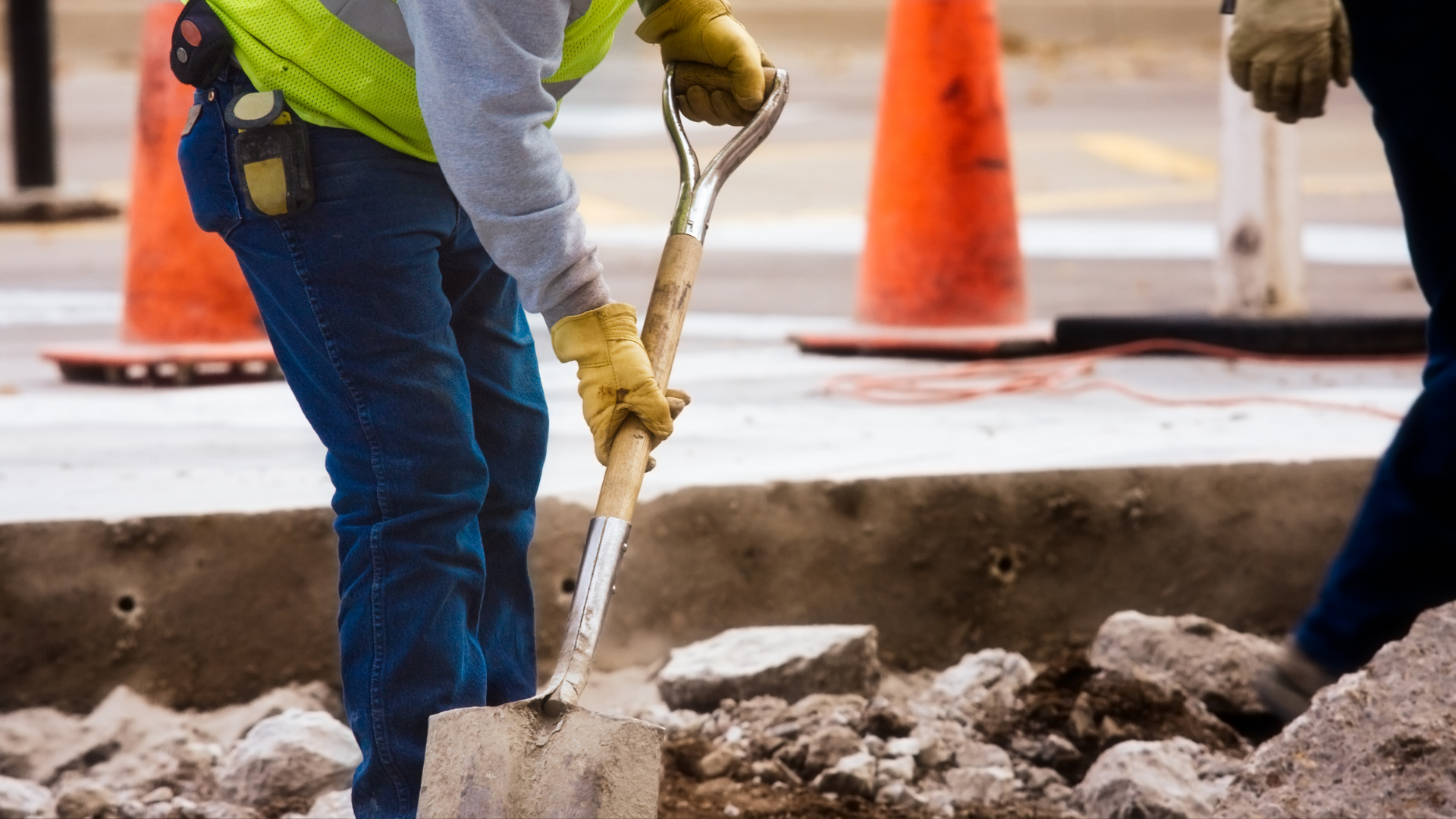 Worker completing practical excavation work